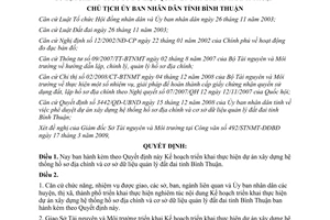 Quyết định 920/QĐ-UBND 2009 dự án hệ thống địa chính cơ sở dữ liệu quản lý đất đai Bình Thuận