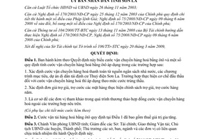 Quyết định 895/QĐ-UBND năm 2009 quy định cước vận chuyển hàng hoá bằng ôtô