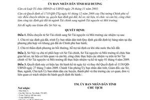 Quyết định 1215/QĐ-UBND năm 2009 định giá đất Sở Tài nguyên Môi trường Hải Dương