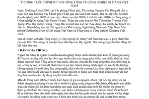 Thông báo 114/TB-VPCP kết luận Thủ tướng Nguyễn Tấn Dũng làm việc Thường trực Chính phủ Tổng công ty công nghiệp xi măng Việt Nam