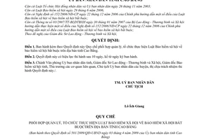 Quyết định 501/2009/QĐ-UBND quy chế phối hợp quản lý tổ chức Luật bảo hiểm xã hội bắt buộc tỉnh Cao Bằng