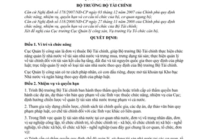 Quyết định 668/QĐ-BTC  chức năng, nhiệm vụ, quyền hạn cơ cấu tổ chức
