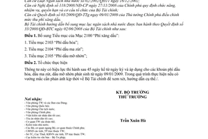 Thông tư 69/2009/TT-BTC bổ sung mục lục ngân sách nhà nước