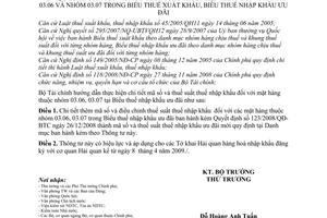 Thông tư 68/2009/TT-BTC sửa đổi mã số mức thuế suất nhập khẩu nhóm 03.06 03.07 biểu thuế xuất nhập khẩu ưu đãi
