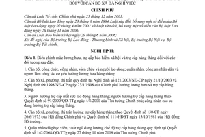 Nghị định 34/2009/NĐ-CP điều chỉnh lương hưu, trợ cấp bảo hiểm xã hội hàng tháng đối với cán bộ xã đã nghỉ việc