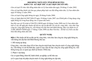 Nghị quyết 06/2009/NQ-HĐND7 ưu đãi cán bộ làm công tác CNTT Bình Dương