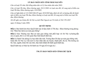 Quyết định 07/2009/QĐ-UBND phong trào đảm bảo trật tự ATGT Thái Nguyên