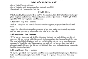 Quyết định 02/2009/QĐ-KTNN sửa đổi Quy chế soạn thảo, thẩm định ban hành văn bản quy phạm pháp luật Kiểm toán Nhà nước