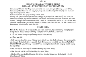 Nghị quyết 08/2009/NQ-HĐND7 chế độ hỗ trợ cán bộ, giáo viên, nhân viên, học sinh