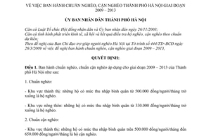 Quyết định 1592/QĐ-UBND chuẩn nghèo, cận nghèo áp dụng