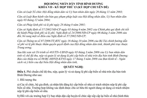Nghị quyết 17/2009/NQ-HĐND7 thu nộp quản lý lệ phí cấp biển số nhà Bình Dương