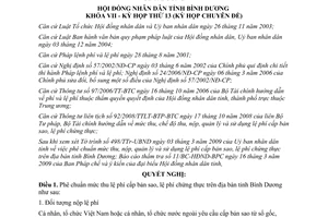 Nghị quyết 15/2009/NQ-HĐND mức thu lệ phí cấp bản sao lệ phí chứng thực