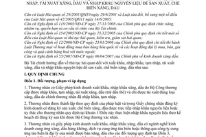 Thông tư 70/2009/TT-BTC thủ tục hải quan xuất nhập khẩu, tạm nhập, tái xuất xăng, dầu nhập khẩu nguyên liệu sản xuất chế biến