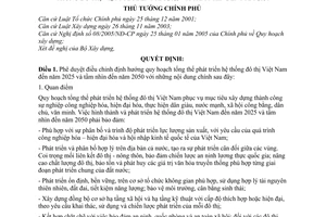 Quyết định 445/QĐ-TTg phê duyệt điều chỉnh định hướng quy hoạch tổng thể phát triển hệ thống đô thị Việt Nam đến năm 2025 tầm nhìn 2050