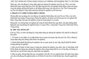 Hướng dẫn 537/TY-DT  thủ tục đăng ký công nhận năng lực phòng thí nghiệm thú y cấp tỉnh