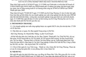 Báo cáo 1033/BC-SCT kết quả hội nghị giao ban, tháo gỡ khó khăn doanh nghiệp sản xuất công nghiệp Hà Nội