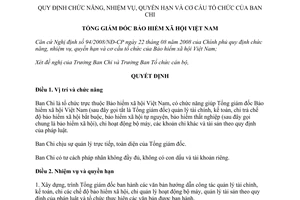 Quyết định 394/QĐ-BHXH năm 2009 chức năng nhiệm vụ quyền hạn cơ cấu Ban Chi