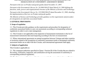 Circular No.09/2009/TT-BKHCN  procedure for designation of conformity assessment bodies