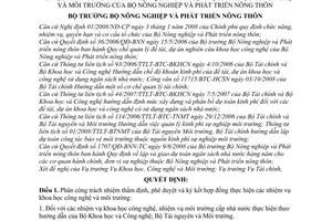 Quyết định 1005/QĐ-BNN-KHCN phân công trách nhiệm quản lý nhiệm vụ khoa học công nghệ và môi trường