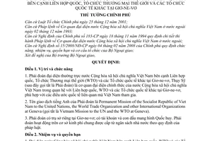 Quyết định 51/2009/QĐ-TTg chức năng, nhiệm vụ, quyền hạn tổ chức Phái đoàn đại diện thường trực Việt Nam tại Giơ-Ne-Vơ