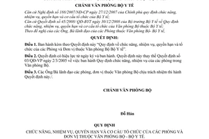 Quyết định số 03/QĐ-VPB1 chức năng nhiệm vụ quyền hạn tổ chức Phòng Đơn vị Văn phòng Bộ Bộ Y tế