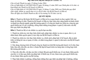 Quyết định 449/QĐ-BKH chức năng nhiệm vụ cơ cấu tổ chức thanh tra bộ