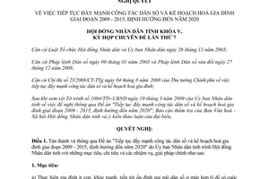 Nghị quyết số 7c/2009/NQCĐ-HĐND  công tác dân số và kế hoạch hoá gia đình