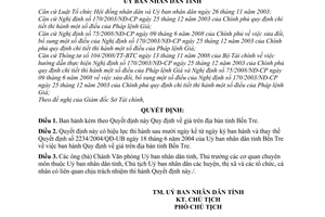 Quyết định 03/2009/QĐ-UBND quy định giá địa bàn tỉnh Bến Tre