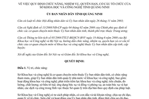 Quyết định 972/QĐ-UBND 2009 chức năng nhiệm vụ quyền hạn Sở KHCN Quảng Ninh