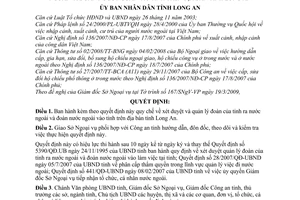 Quyết định 13/2009/QĐ-UBND quy chế xét duyệt quản lý đoàn của tỉnh ra nước ngoài tỉnh Long An