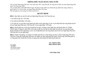 Quyết định 837/QĐ-NHNN lãi suất tái cấp vốn chiết khấu cho vay qua đêm thanh toán điện tử liên ngân hàng bù đắp thiếu hụt vốn thanh toán bù trừ