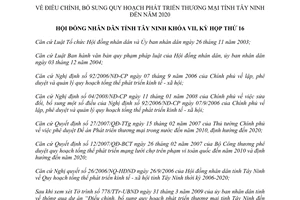 Nghị quyết 08/2009/NQ-HĐND điều chỉnh bổ sung quy hoạch phát triển thương mại Tây Ninh