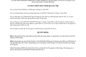 Quyết định 06/2009/QĐ-UBND tổ chức của Sở Tài nguyên và Môi trường Quảng Trị