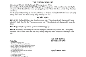 Quyết định 473/QĐ-TTg đổi tên Ban Chỉ đạo cuộc vận động phong trào Toàn dân đoàn kết xây dựng đời sống văn hóa