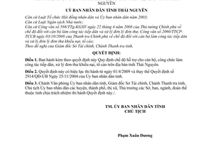 Quyết định 09/2009/QĐ-UBND chế độ hỗ trợ cán bộ, công chức