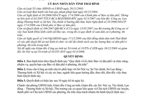 Quyết định 03/2009/QĐ-UBND tổ chức Bảo vệ dân phố chức năng nhiệm vụ