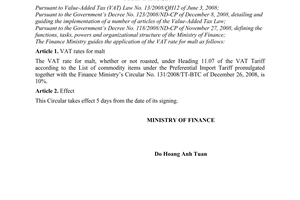 Circular No. 74/2009/TT-BTC amending the Ministry of Finance’s Circular No. 131