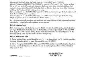 Thông tư 73/2009/TT-BTC mức thuế suất nhập khẩu ưu đãi mặt hàng nhóm 2710 biểu thuế nhập khẩu ưu đãi
