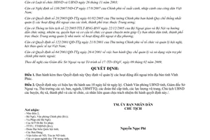 Quyết định 19/2009/QĐ-UBND Quy định quản lý hoạt động đối ngoại tỉnh Vĩnh Phúc