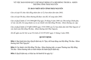 Quyết định 10/2009/QĐ-UBND Quy chế hoạt động của Hội đồng Thi đua Khen thưởng Thái Nguyên