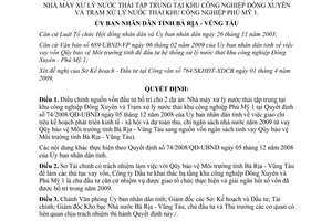Quyết định 26/2009/QĐ-UBND điều chỉnh nguồn vốn kế hoạch dự án Bà Rịa Vũng Tàu