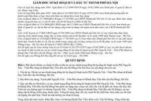 Quyết định 186/QĐ-KH&ĐT phê duyệt nhiệm vụ chuẩn bị đầu tư Dự án cải tạo chỉnh trang đồng bộ hạ tầng kỹ thuật tuyến Phố Nguyễn Trãi Trần Phú Hà Nội