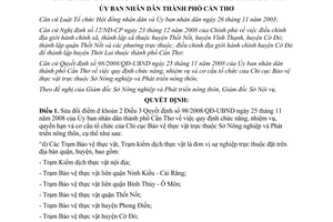 Quyết định 29/2009/QĐ-UBND sửa đổi Quyết định 98/2008/QĐ-UBND thành phố Cần Thơ