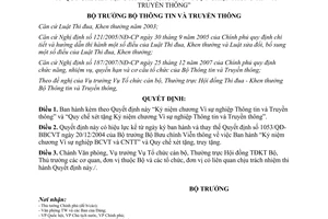 Quyết định 480/QĐ-BTTTT năm 2009 Kỷ niệm chương Vì sự nghiệp Thông tin