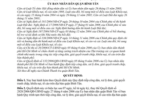 Quyết định 08/2009/QĐ-UBND quy định tiếp công dân, xử lý đơn, giải quyết tranh chấp, khiếu nại,  tố cáo quận Bình Tân