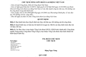 Quyết định 482/QĐ-TLĐ quy chế đào tạo bồi dưỡng cán bộ công đoàn