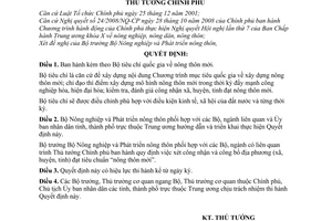 Quyết định 491/QĐ-TTg Bộ tiêu chí quốc gia nông thôn mới