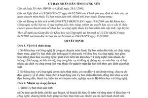 Quyết định 743/QĐ-UBND năm 2009 chức năng nhiệm vụ quyền hạn Sở KH&CN Hưng Yên