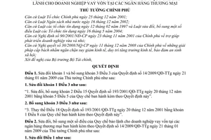 Quyết định 60/2009/QĐ-TTg sửa đổi Quyết định 14/2009/QĐ-TTg quy chế bảo lãnh cho doanh nghiệp vay vốn Ngân hàng thương mại