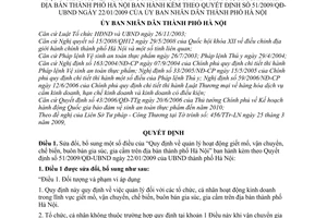 Quyết định 61/2009/QĐ-UBND sửa đổi Quy định quản lý hoạt động giết mổ vận chuyển chế biến buôn bán gia súc gia cầm Hà Nội hướng dẫn 51/2009/QĐ-UBND